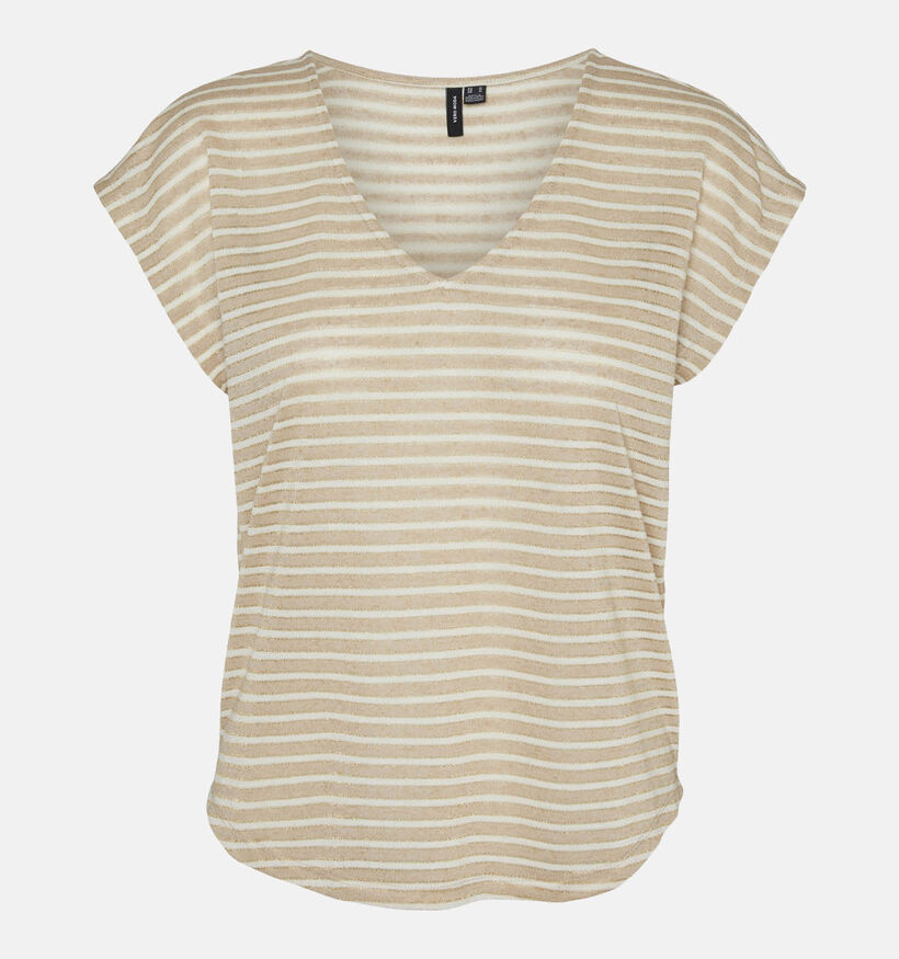 Vero Moda Gatja Bruin Gestreept T-shirt voor dames (335346)
