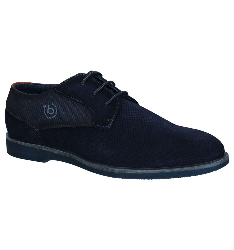 Bugatti Blauwe Geklede Veterschoenen in nubuck (293629)
