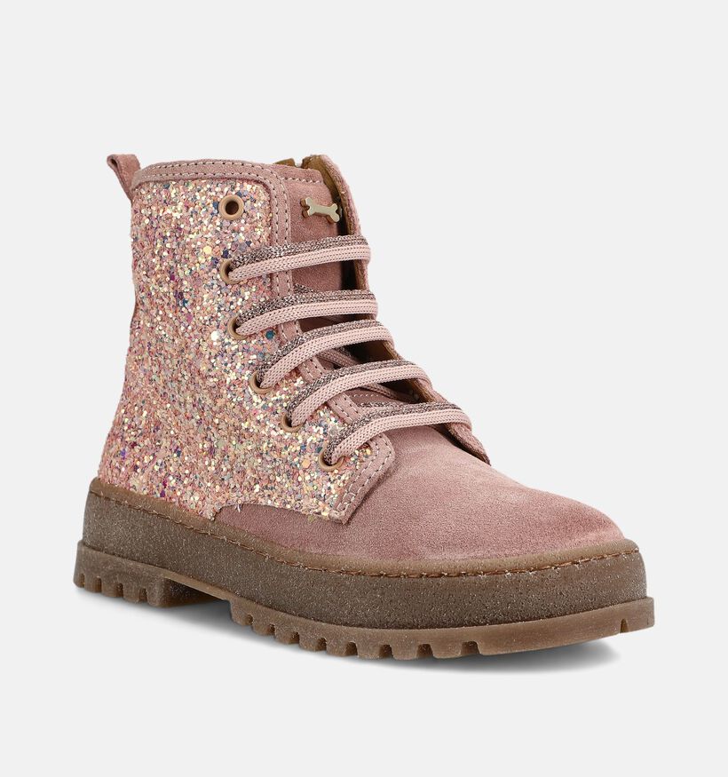 STONES and BONES Blesa Boots &agrave; lacets en Rose pour filles (381395) - pour semelles orthop&eacute;diques