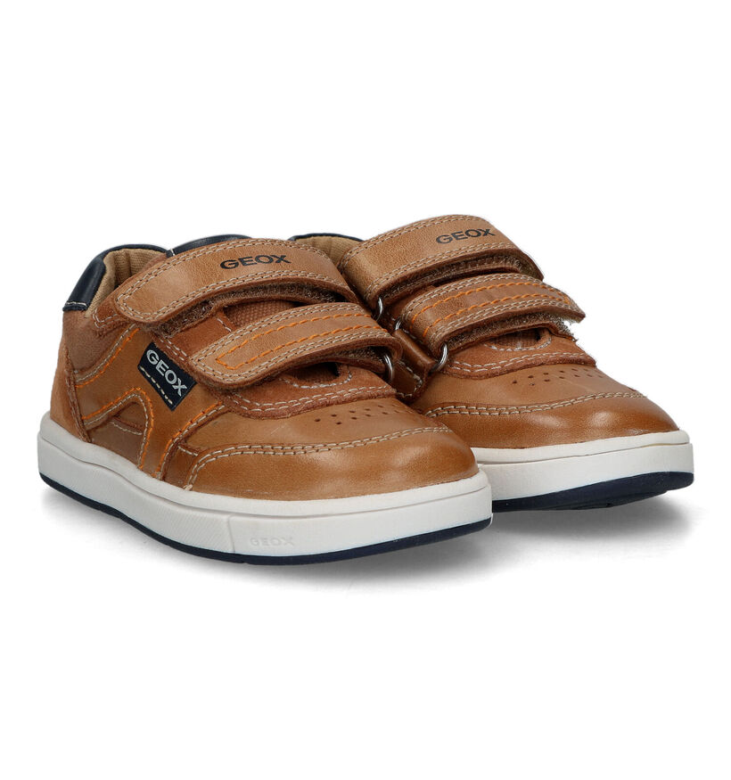 Geox Trottola Cognac Velcroschoenen in stof (320610)