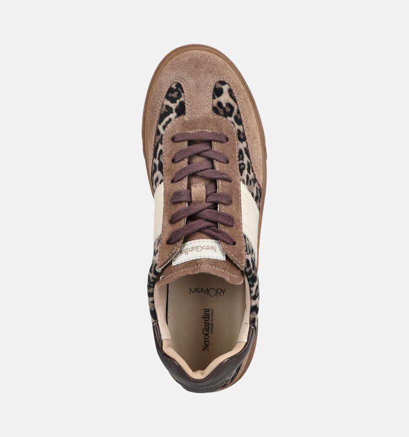 NeroGiardini Baskets en Beige fonc&eacute; pour femmes (377895) - pour semelles orthop&eacute;diques