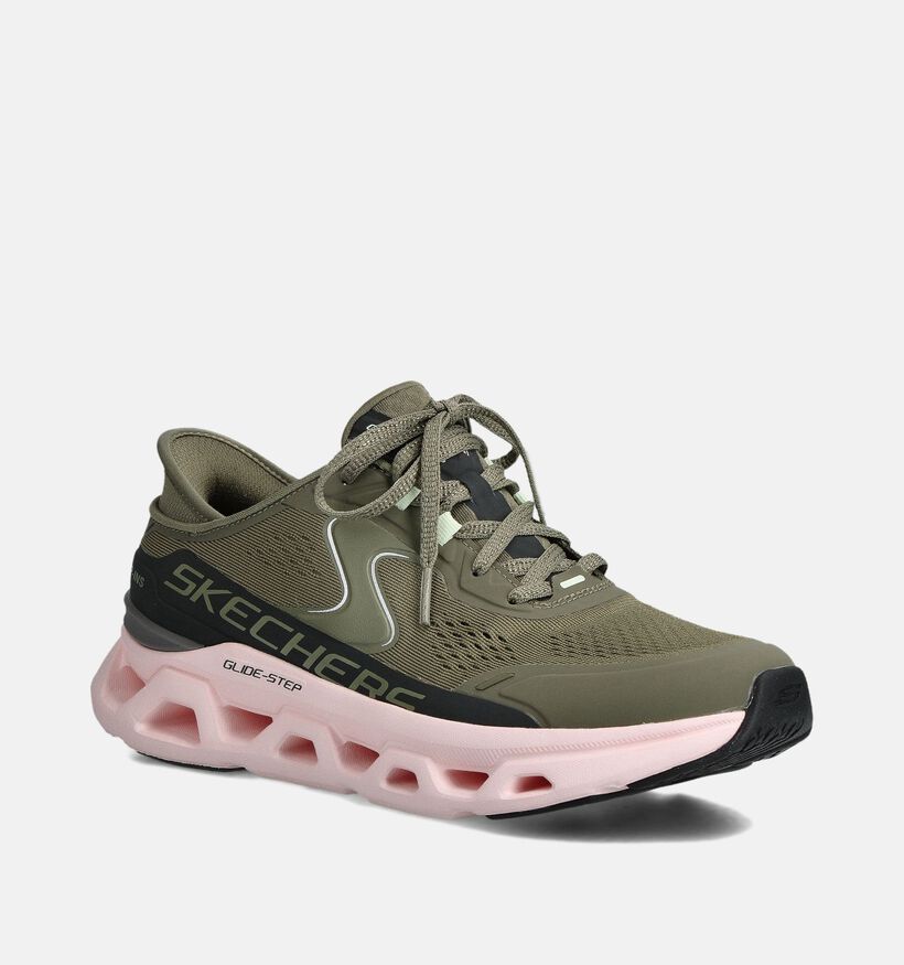 Skechers Glide-Step Altus Kaki/Roze Sneakers voor dames (359707) - geschikt voor steunzolen