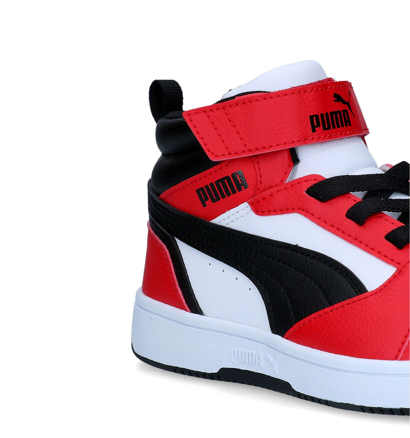 Puma Rebound v6 mid Witte Sneakers voor meisjes, jongens (350365) - geschikt voor steunzolen