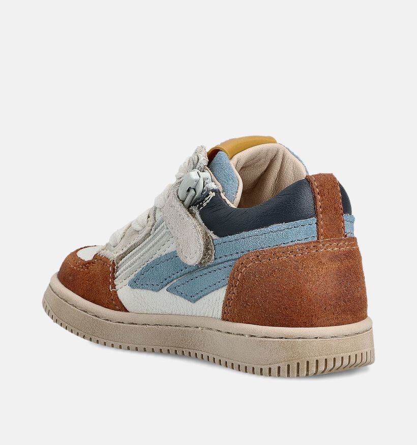 STONES and BONES Nomi Witte/Cognac Sneakers voor jongens (369610) - geschikt voor steunzolen