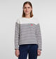 Pieces Sian Sweater rayé en Blanc Bleu pour femmes (340461)