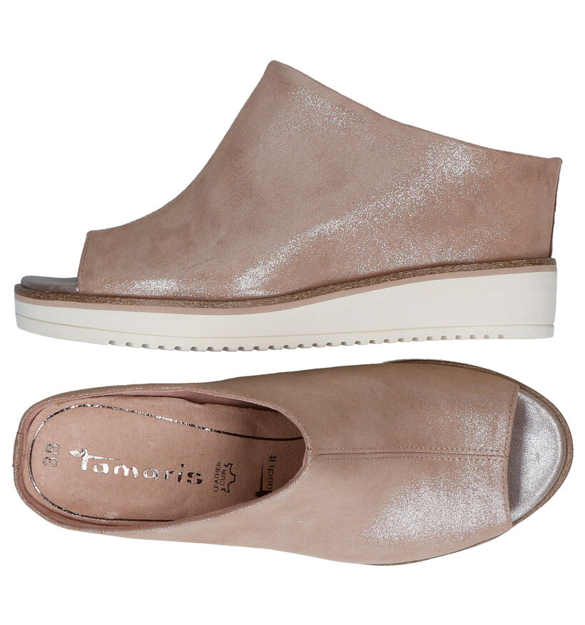 Tamaris Nu-pieds compensées en Or rose en textile (289406)