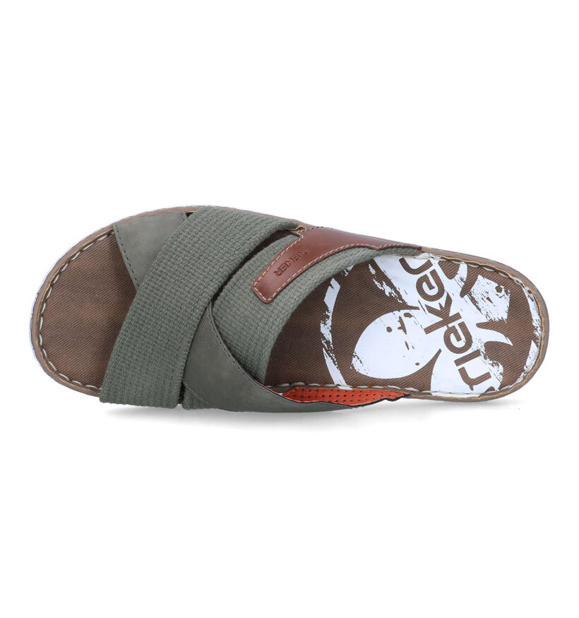 Rieker Nu-pieds casual en Vert kaki pour hommes (354819)