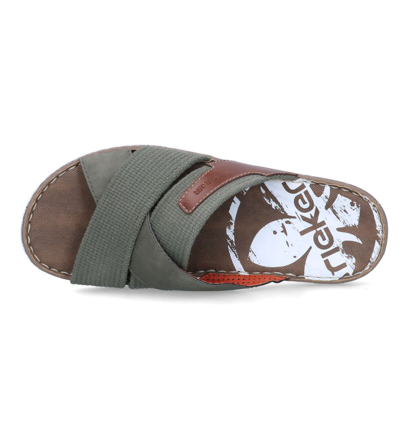 Rieker Nu-pieds en Vert khaki pour hommes (339188)