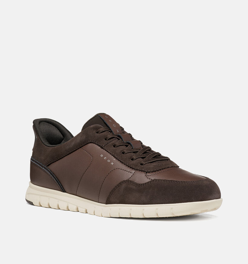 Geox Flextridezero Plus Donkerbruine Schoenen met Elastiek voor heren (376362) - geschikt voor steunzolen