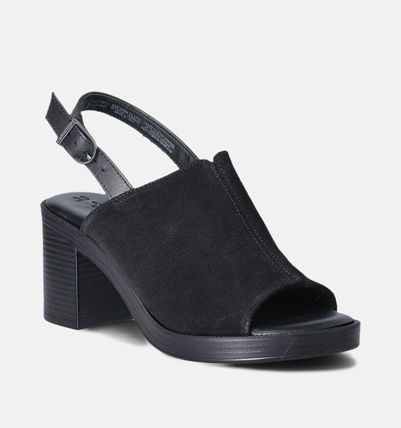 Tamaris Sandales avec talon carré en Noir pour femmes (354380)
