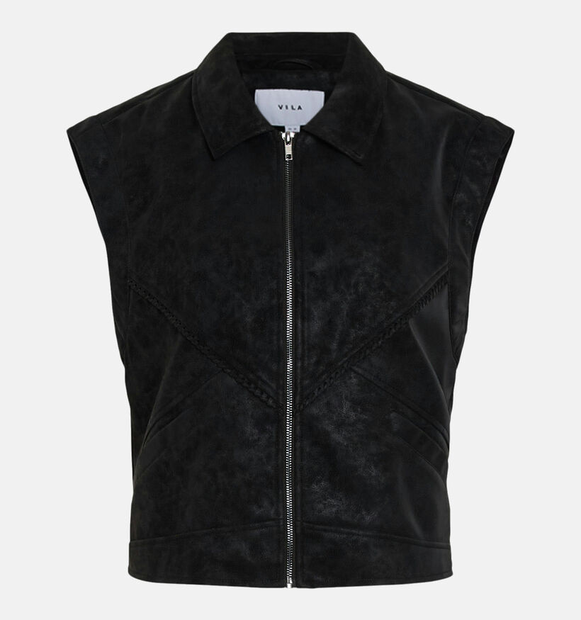 Vila Pulina Coated Zwarte Mouwloze Jas voor dames (361318)