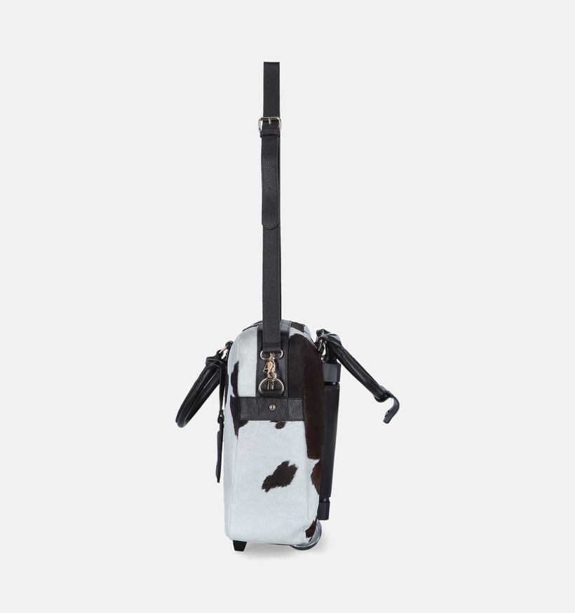 Olivia Lauren Cowhide Witte/Zwarte Laptoptas met Wieltjes (Trolley) voor dames (378535)