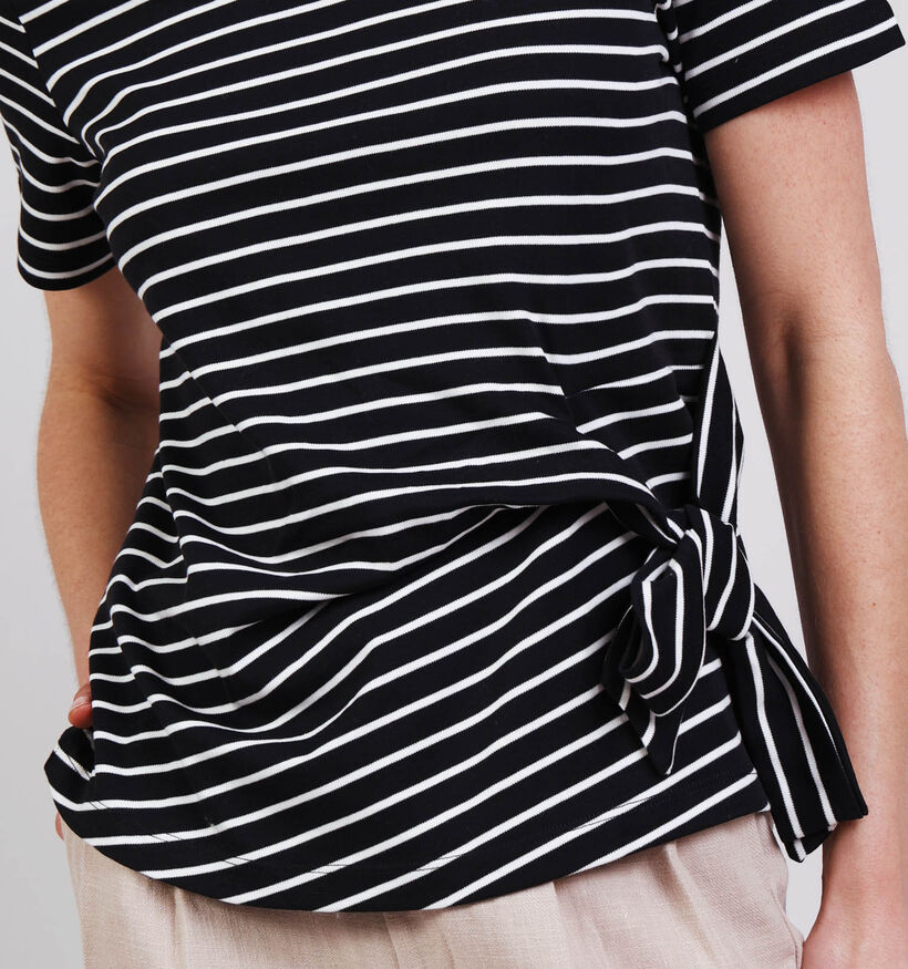 Vila Sinny Knot T-shirt en Noir/Blanc pour femmes (368123)