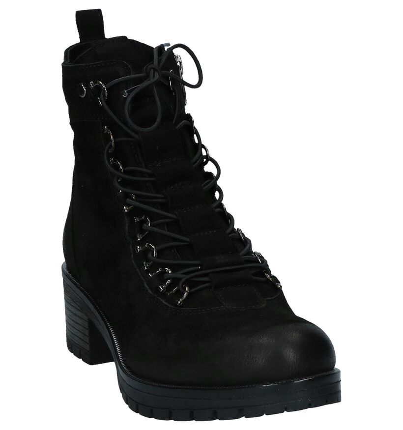 Zwarte Boots met Rits/Veter Baboos in leer (235323)