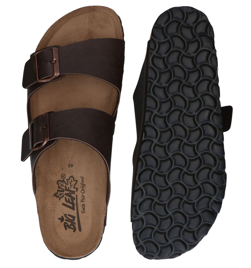 Big Leaf Nu-pieds casual en Noir en simili cuir (292423)