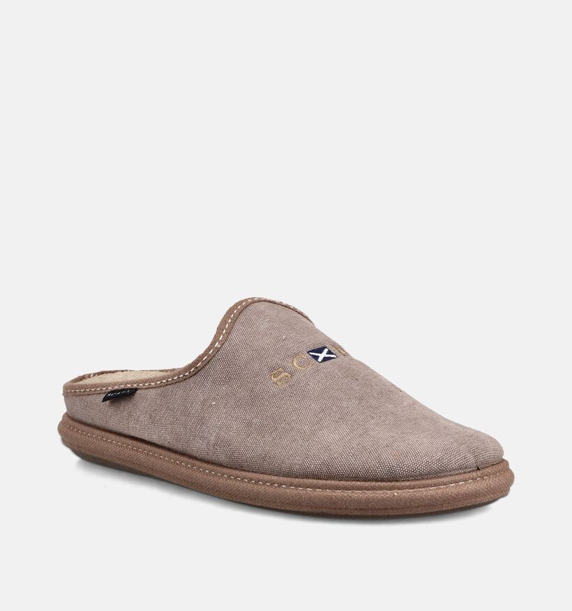 Scapa Pantoufles en Taupe pour hommes (373565) - pour semelles orthop&eacute;diques