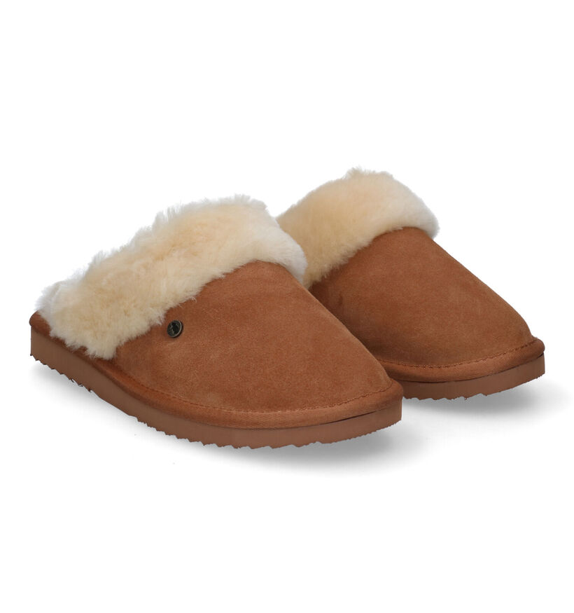 Warmbat Flurry Pantoufles en laine en Cognac pour femmes (329908)