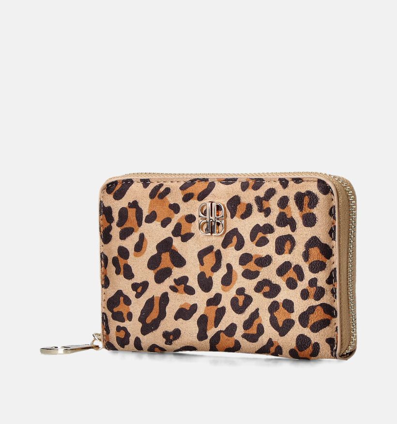 Laurent David Leopard Porte-monnaie zippé en Brun pour femmes (358044)