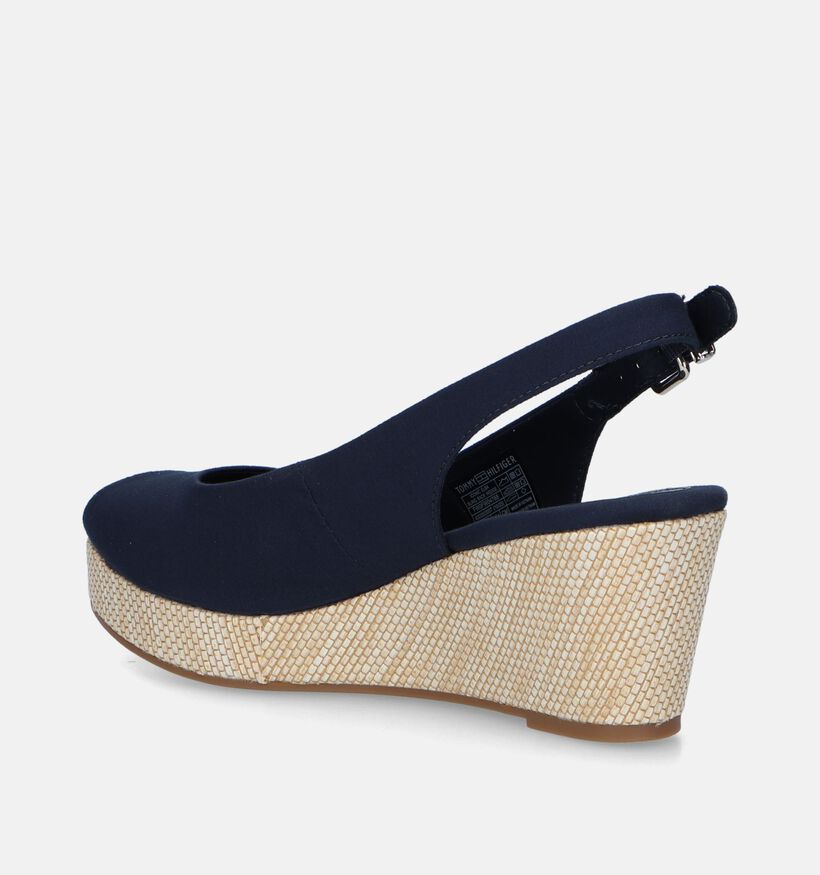 Tommy Hilfiger Iconic Elba Sling Back Wedge Sandales en Bleu pour femmes (336400)