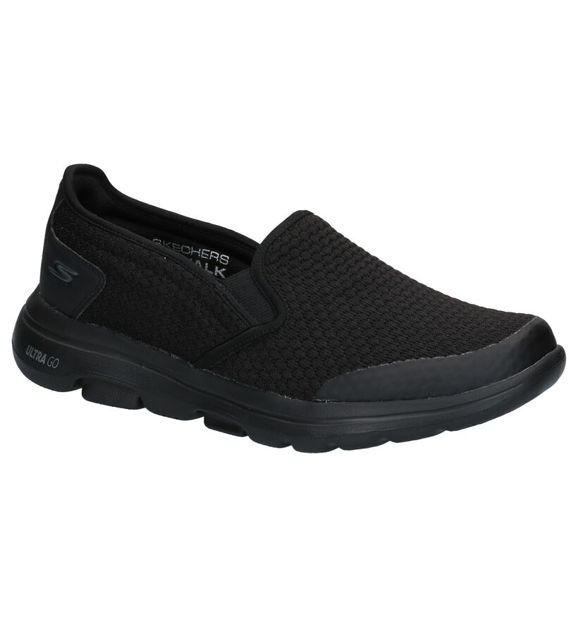 Skechers Go Walk Zwarte Slip-on Sneakers in kunstleer (277906)