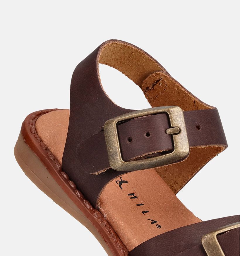Milo & Mila Sandales en Brun fonc&eacute; pour gar&ccedil;ons, filles (373078)