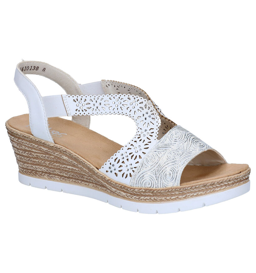 Rieker Witte Sandalen met sleehak voor dames (339118)