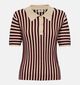 JDY Nola Beige/Bordeaux Gestreepte Polo T-shirt voor dames (359938)