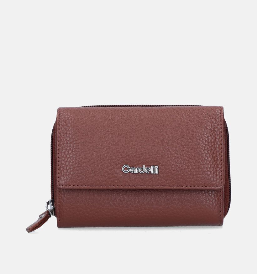 Euro-Leather Porte-monnaie zippé en Cognac pour femmes (353540)