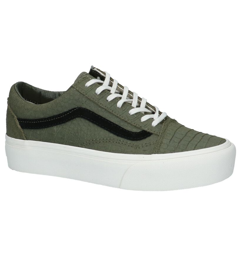 Vans Old Skool Platform Groene Lage Sneakers, , pdp