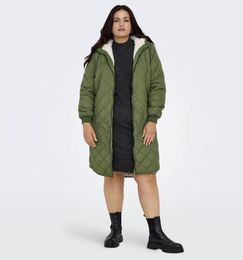 ONLY Carmakoma Newsandy Groene Lange jas voor dames (344213)