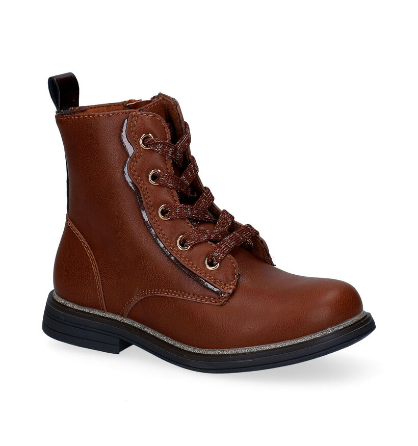 Milo & Mila Cognac Bottines in kunstleer (297204)