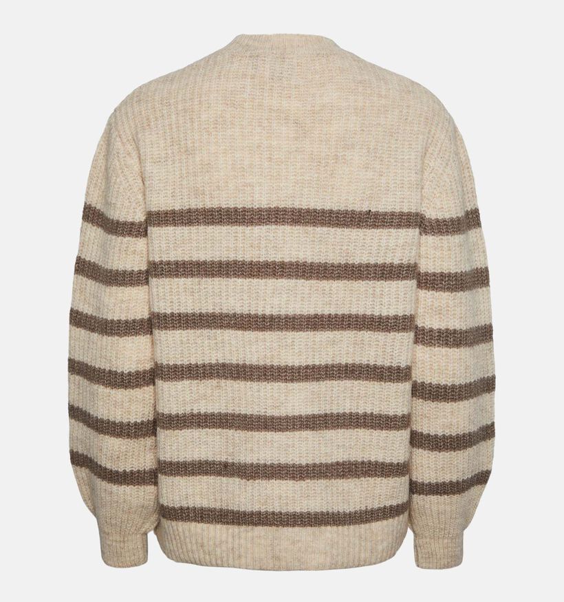 Pieces Nanna Pull rayé en Beige pour femmes (332859)