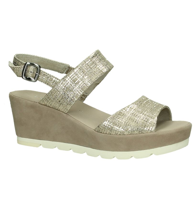 Gabor Zilveren Metallic Sandalen met Sleehak, , pdp