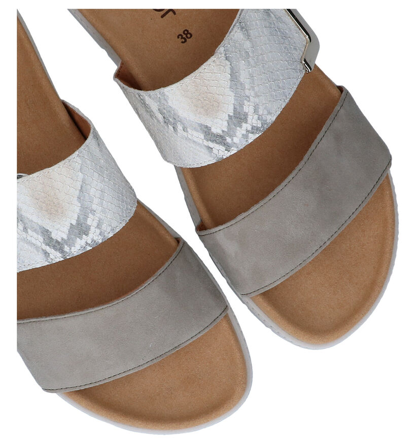 Gabor Best Fitting Taupe Slippers in leer (287925)