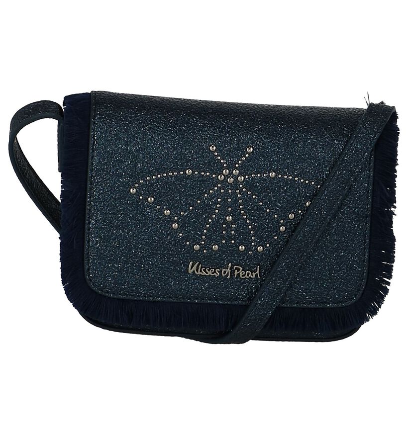 Metallic Blauwe Crossbody Tas Kisses of Pearl in kunstleer (233647)