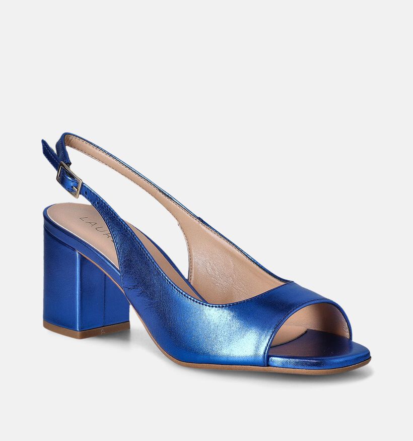 Laurent David Sandales avec talon carré en Bleu pour femmes (358597)