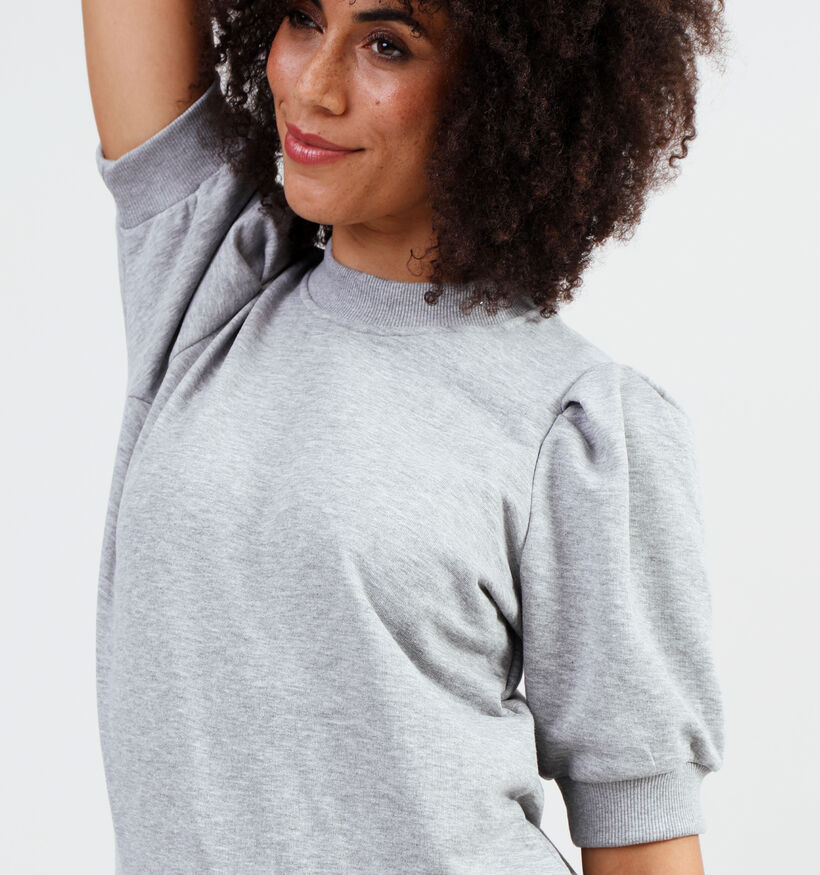 Minus Mika Pull avec manches bouffantes en Gris pour femmes (349690)