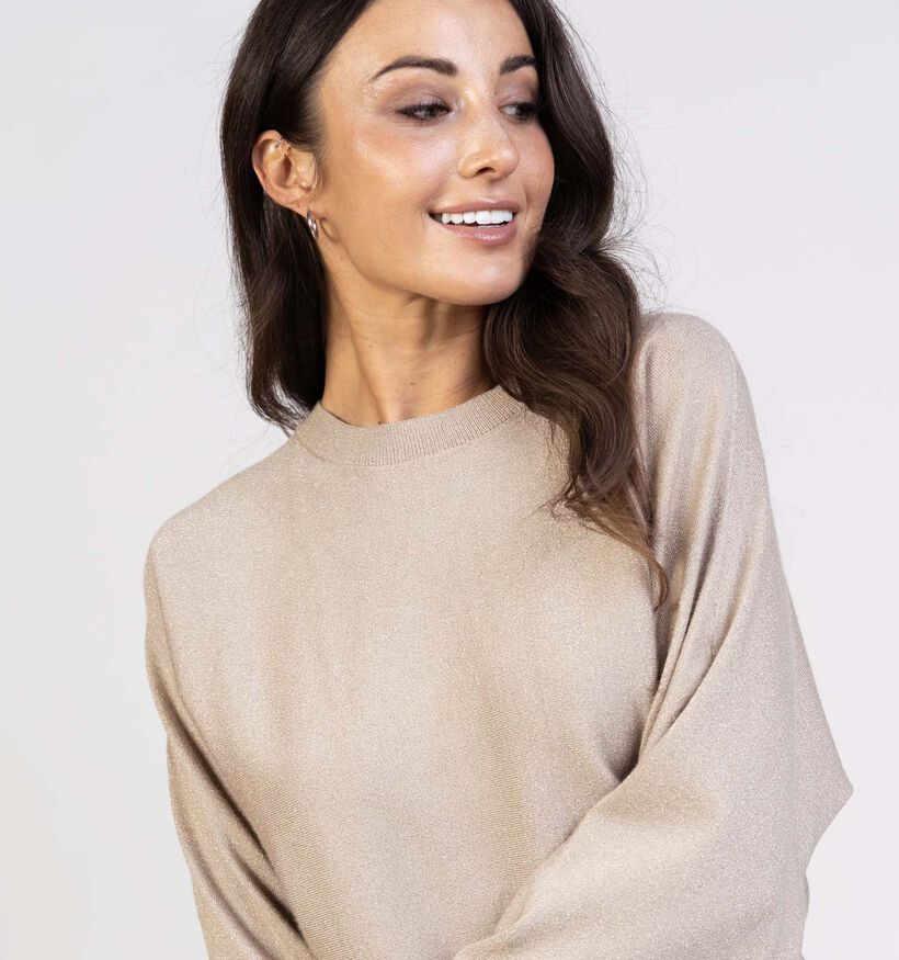 Vero Moda Happy Glitter Batwing Beige Trui voor dames (365667)