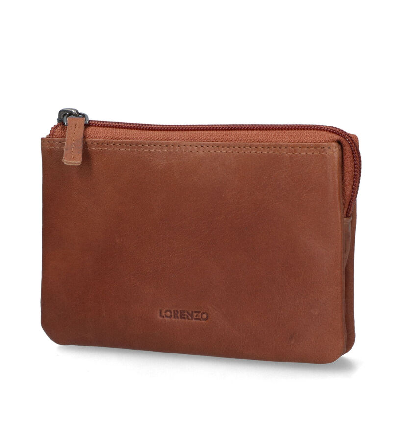 Euro-Leather Porte-monnaie zipp&eacute; en Cognac pour femmes (343451)