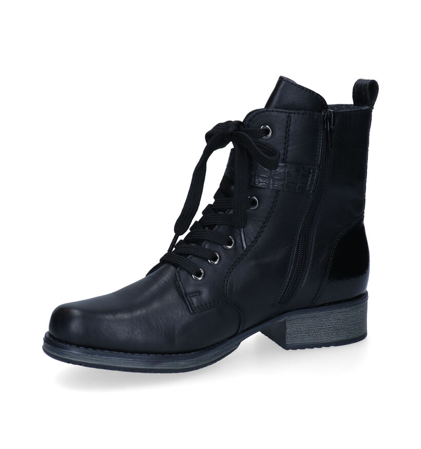 Rieker Boots à lacets en Noir en cuir (299367)