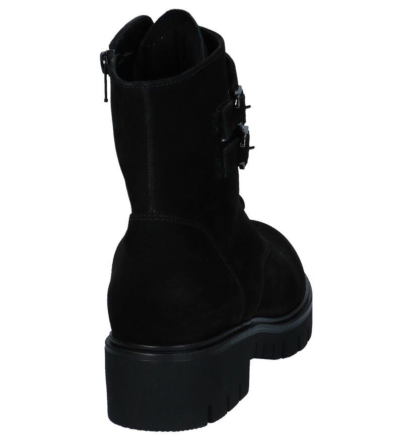 Gabor Comfort Zwarte Boots Rits/Veter met Steentjes in nubuck (231188)