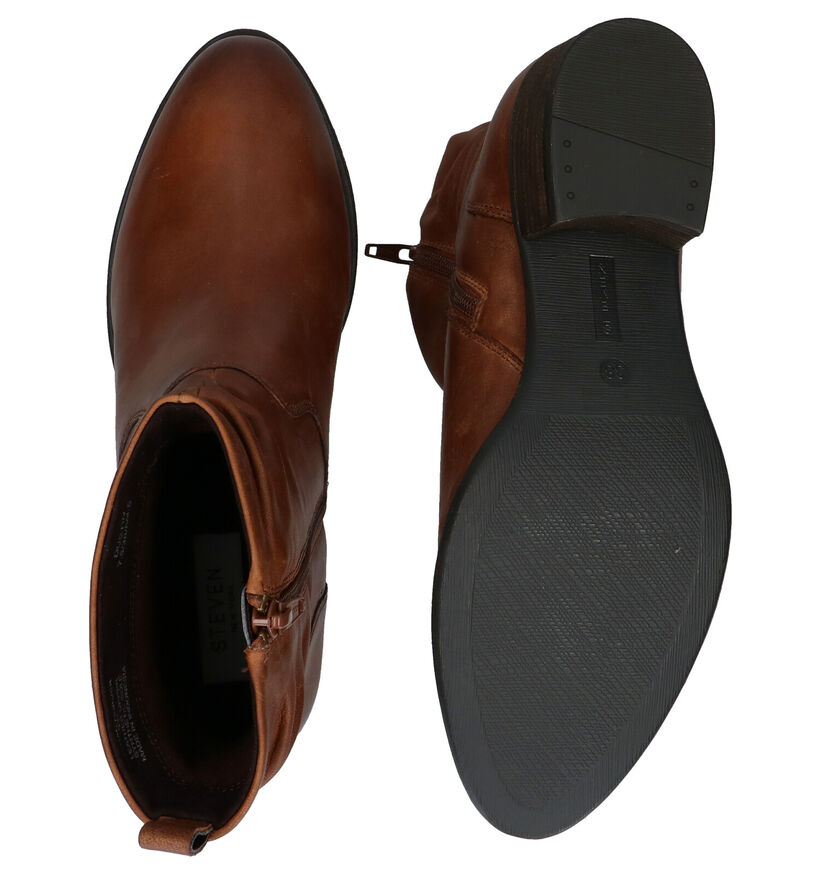 Steven NY Bottines à talons en Cognac en cuir (280206)