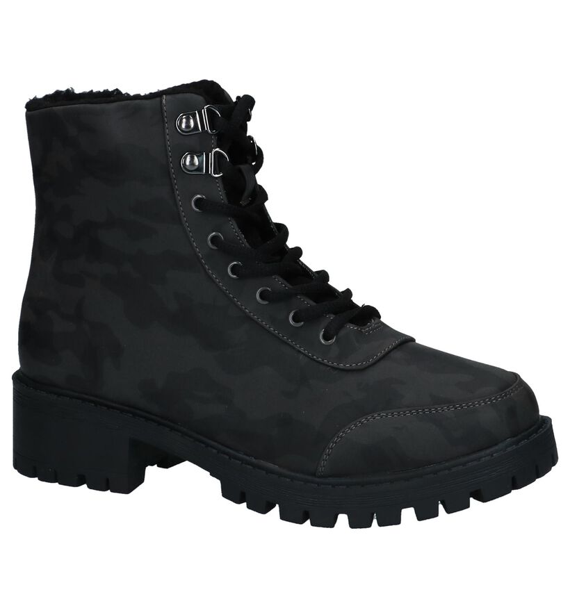 Vero Moda Belo Donker Grijze Boots met Camouflageprint in kunstleer (232304)