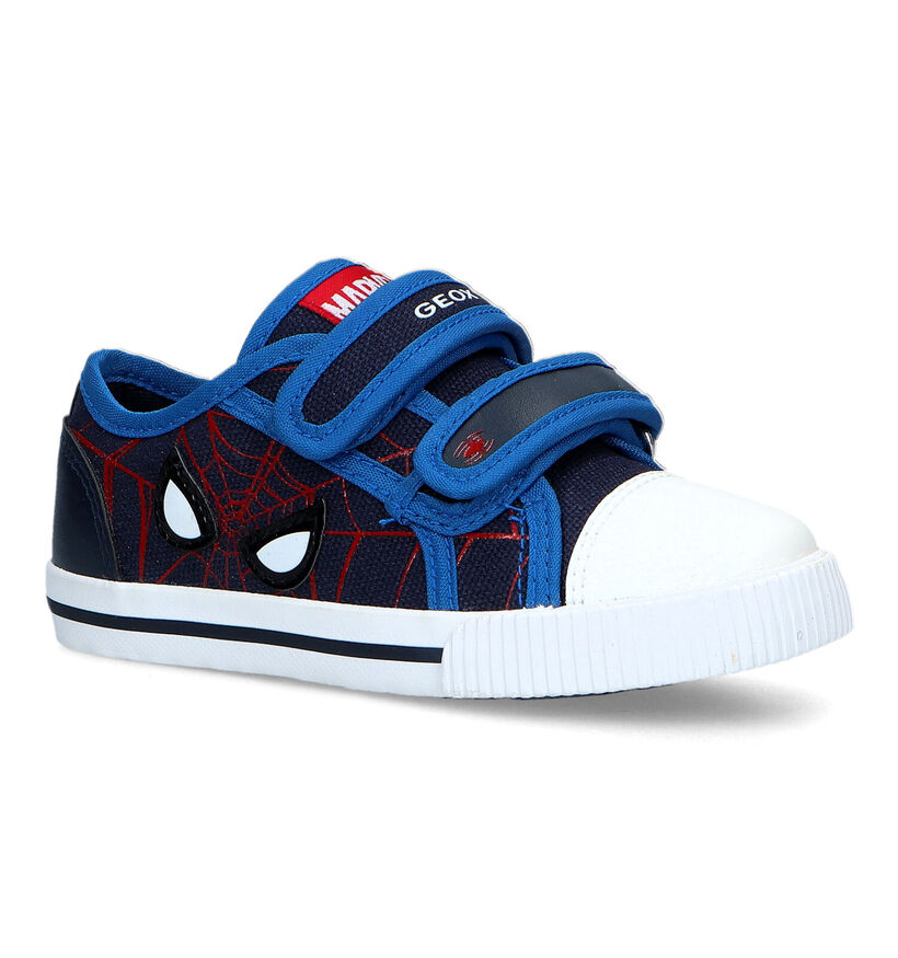Geox Kilwi Marvel Spiderman Chaussures &agrave; velcro en Bleu en simili cuir (326588)