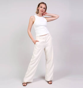 Desires Opal Mid Waisted Ecru Geklede Broek voor dames (370637)