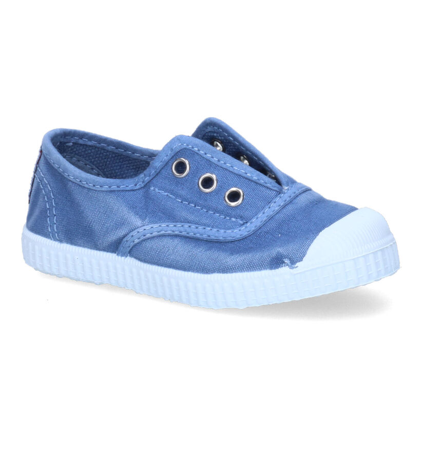 Cienta Blauwe Slip-on Sneakers in stof (308525)