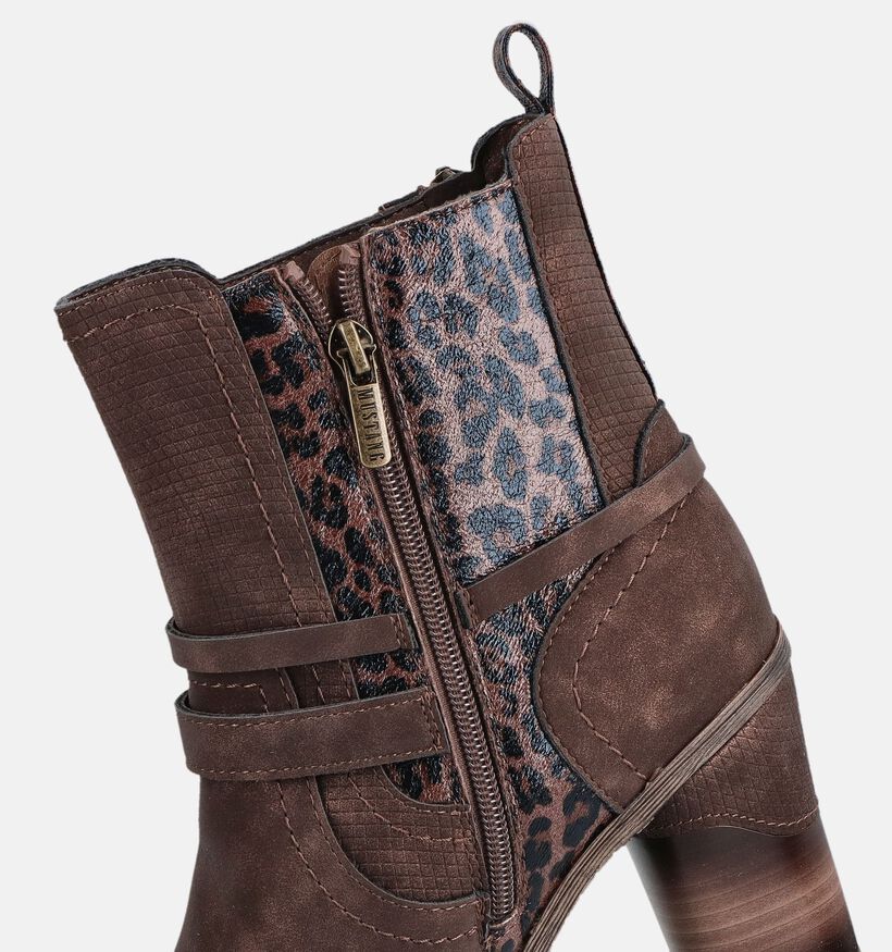 Mustang Donkerbruine Enkellaarzen met Hoge Hak voor dames (378909)
