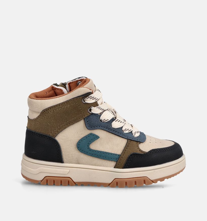 Milo & Mila Beige/Blauwe Hoge Sneakers voor jongens (379201) - geschikt voor steunzolen