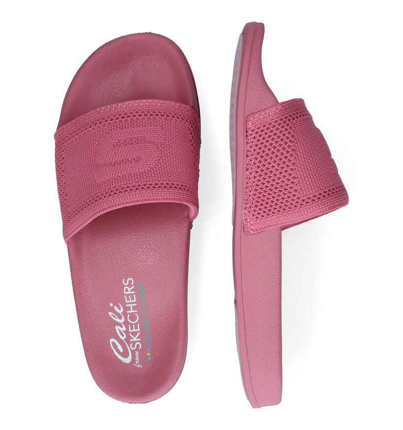 Skechers Pop Ups Indisturbed Roze Badslippers in stof (305703)