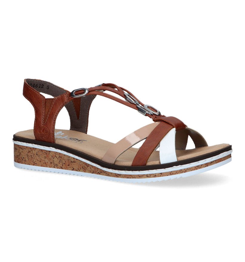 Rieker Cognac Sandalen met sleehak voor dames (339063)